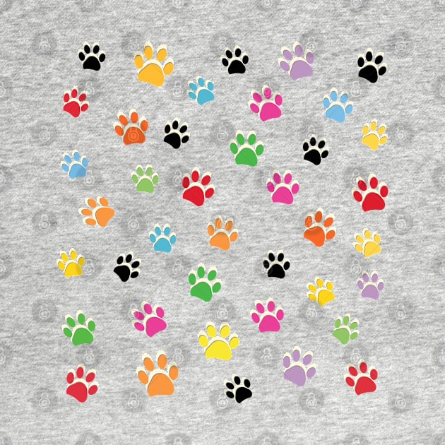 Colorful paw prints pattern by GULSENGUNEL